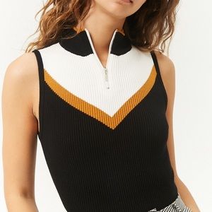 Color block sweater knit tank top
